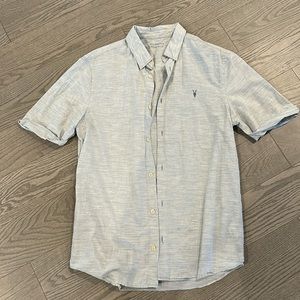 All Saints Men’s Medium Short Sleeve Button Up Grey